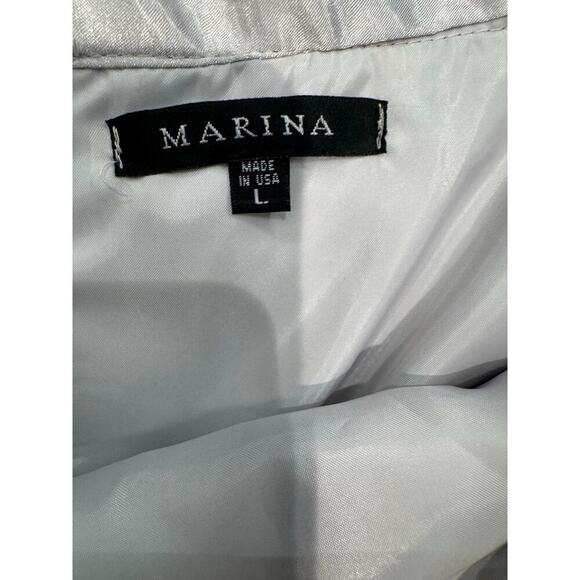 Marina Large Silver Gray Knee Length A-Line Tulle Cocktail Party Formal Skirt - Picture 4 of 6